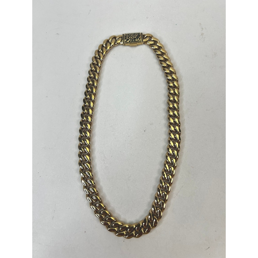 GLD Cuban Link Chain Necklace Gold Tone Statement Jewelry‎ Hip Hop Style